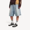 Herre-denimshorts i bleget lysblå