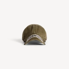 Herre-kasket med masking tape-motiv i khaki