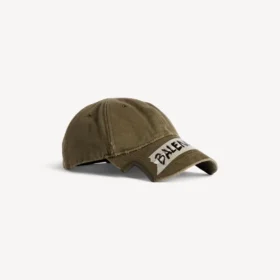 Herre-kasket med masking tape-motiv i khaki