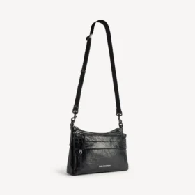 Herre-messengerbag i sort med dobbelt lomme