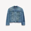 Herre-motorcykeljakke i mørkeblå squeeze-Denim