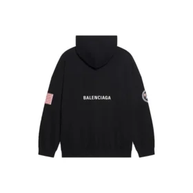 Herre”s Balenciaga x NASA FW21 Crossover Logo bomulds-hoodie, løs pasform, lange ærmer, sort 651799TKVD81070