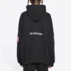 Herre”s Balenciaga x NASA FW21 Crossover Logo bomulds-hoodie, løs pasform, lange ærmer, sort 651799TKVD81070