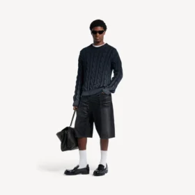 Herre-shorts i denim med presset finish i sort
