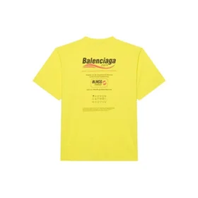 Herre-sweatshirt fra Balenciaga, kemisk rensning, firkantet logo-tryk, løs pasform, korte ærmer, gul 651795TKVF87175