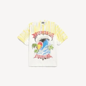 Herre-T-shirt i hvid med ekstrem tie-dye-print og medium pasform