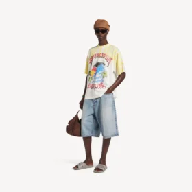 Herre-T-shirt i hvid med ekstrem tie-dye-print og medium pasform