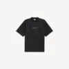 Herre-T-shirt i sort med skitsagtigt motiv og medium pasform
