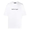 Herre-T-shirt med Balenciaga-logo, behagelig, kortærmet, hvid 612966TIV549040
