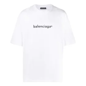 Herre-T-shirt med Balenciaga-logo, behagelig, kortærmet, hvid 612966TIV549040