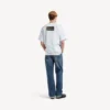Herre-T-shirt med bumper stickers-motiv i medium pasform, hvid