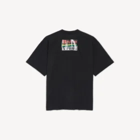 Herre-T-shirt med “Bumper Stickers”-motiv i medium pasform, sort