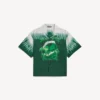 Herre-T-shirt med ekstrem tie-dye-effekt og korte ærmer i grøn/hvid