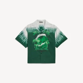 Herre-T-shirt med ekstrem tie-dye-effekt og korte ærmer i grøn/hvid