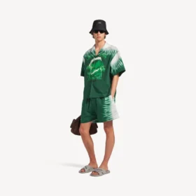 Herre-T-shirt med ekstrem tie-dye-effekt og korte ærmer i grøn/hvid