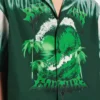 Herre-T-shirt med ekstrem tie-dye-effekt og korte ærmer i grøn/hvid