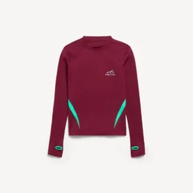Herre-techwear-trøje med lang ærme i burgunder/aqua