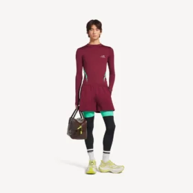 Herre-techwear-trøje med lang ærme i burgunder/aqua