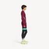 Herre-techwear-trøje med lang ærme i burgunder/aqua