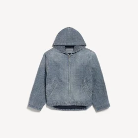 Herrejakke med hætte i mørkeblå Denim