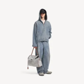 Herrejakke med hætte i mørkeblå Denim