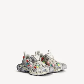 Herresneaker i størrelse 3XL med ekstrem snøring i farven æggeskal/flerfarvet