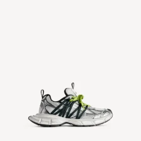 Herresneaker i størrelse 3XL med snørebånd i grå/neongul