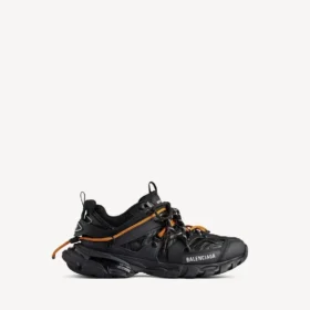 Herresneaker med snørebånd i sort/orange