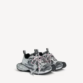 Herresneakers i størrelse 3XL med delt logo i hvid/marineblå/grå
