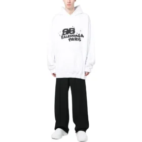 Håndtegnet BB Icon-hettetrøje i stor pasform “White” 620973TNVQ19040