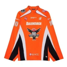 Hockey-T-shirt med paneler og lange ærmer “Orange” 657105TKV247074