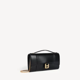 Hourglass-pochette til kvinder med kæde i sort
