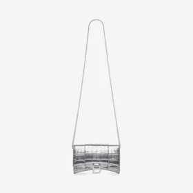 Hourglass-pung til kvinder med kæde i sølv