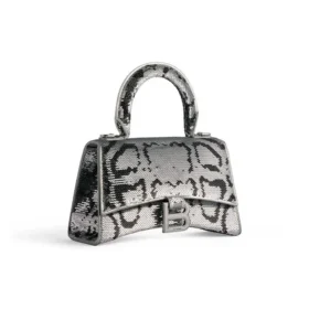 Hourglass Xs håndtaske med kædebroderi “Silver” 7204712AARN8110