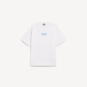 Hvid T-shirt til mænd med skitseret motiv og medium pasform