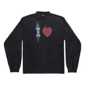 I Love langærmet T-shirt, medium pasform, “Black” 744449TOVH39034