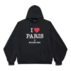 I Love Paris Balenciaga-hettetrøje, Large Fit “Black Faded” 803265TRVM61041