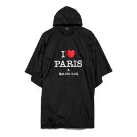 I Love Paris Balenciaga-poncho “Black” 812055TRO591000