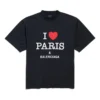 I Love Paris & Balenciaga T-shirt, medium pasform, “Black Faded” 764235TRVU91041