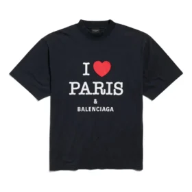 I Love Paris & Balenciaga T-shirt, medium pasform, “Black Faded” 764235TRVU91041