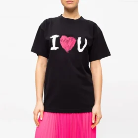 I Love U-tryk, kortærmet, sort 612965TJVL51070