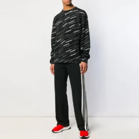 Jacquard-logo-trøje med rund hals “Black” 555381T15241070