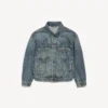 Kick-denimjakke til kvinder i beskidt vintageblå