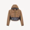 Kort jakke i techwear til kvinder i kamel Kort jakke i techwear til kvinder i kamel