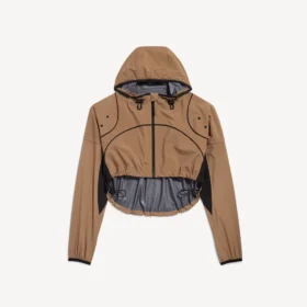 Kort jakke i techwear til kvinder i kamel