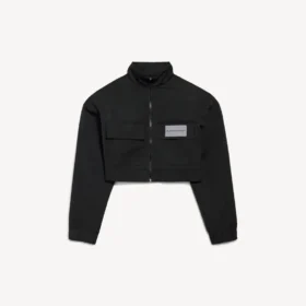 Kort tracksuit-jakke til kvinder i sort