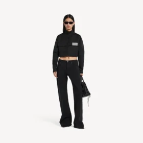 Kort tracksuit-jakke til kvinder i sort