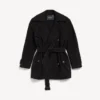Kort trenchcoat i cocoon-stil til kvinder i sort