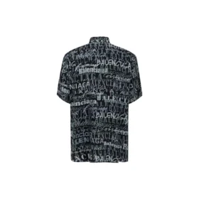 Kortærmet skjorte med blandet typografisk logo-print “Black Grey” 556854TELF21269