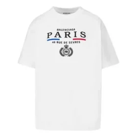 Kortærmet T-shirt med Crown-logo og alfabet-print, hvid, 594599TGV489000